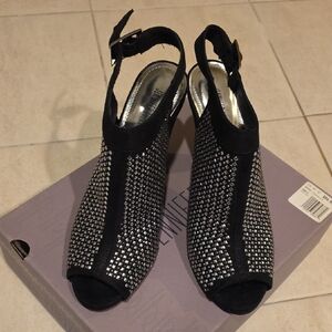 Jennifer Lopez Black and Silver Studded Heels